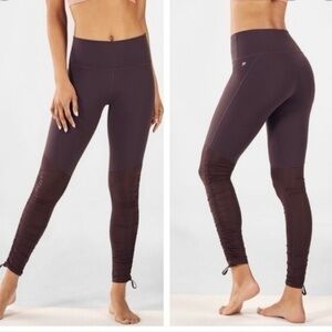 Fabletics Cashel Foldover PureLuxe Legging Plum Full Length Drawtring Ankle Sz S